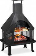 Forno elettrico, 110x63x51 cm, grill, acciaio inox, nero, Braciere con Parascintille