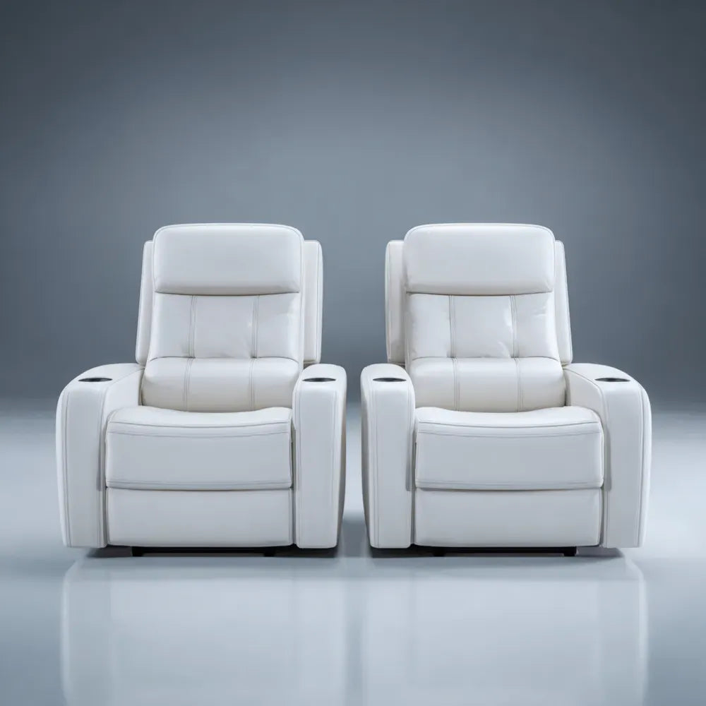 Recliner Chair Set 90x80x100 cm Faux Leather White Modern Design