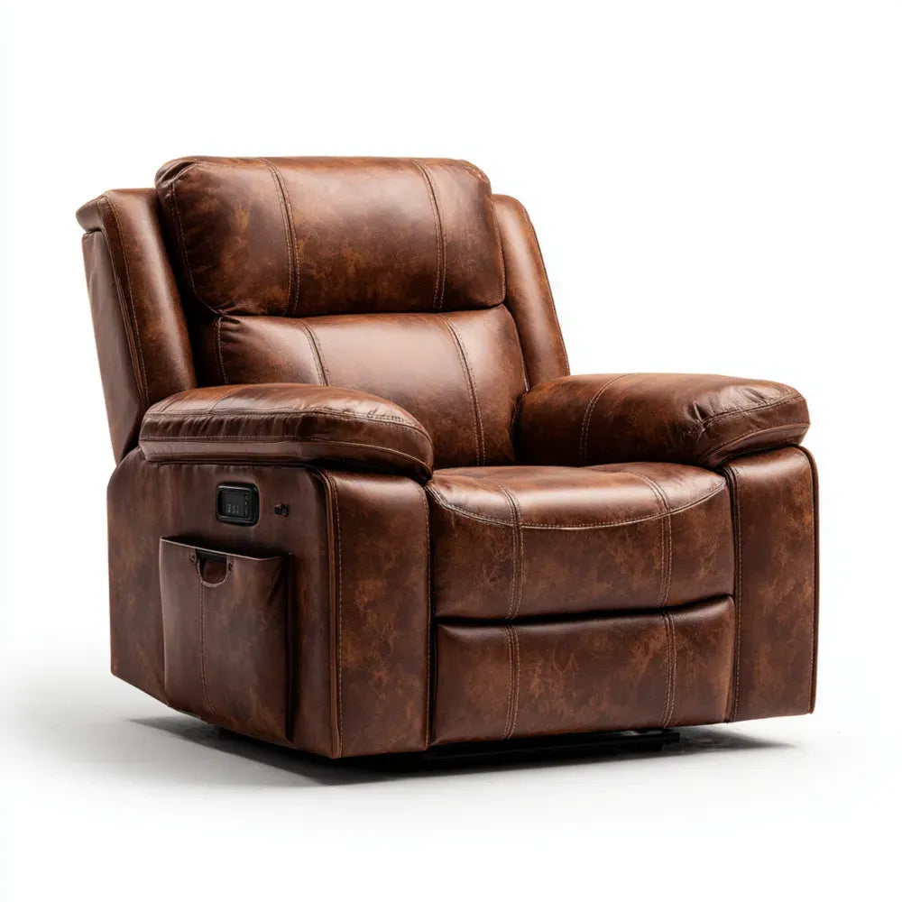 Recliner Faux Leather 37.4x35.4x39.4 inches - Classic Design with USB Port