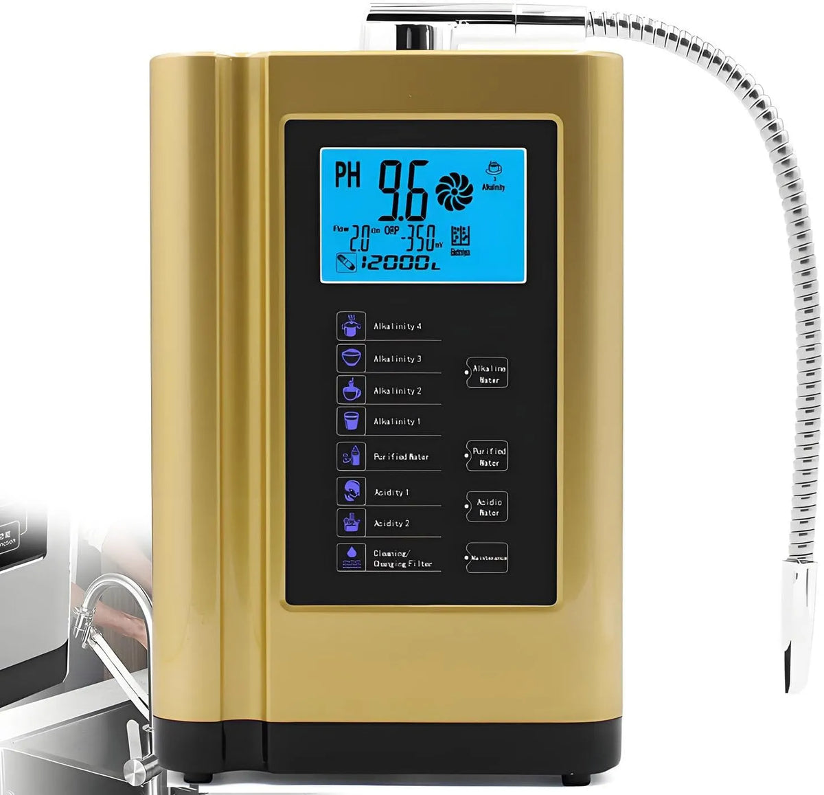 PH 3 Filtro, 8000 L, Ionizzatore d'Acqua alcalina, 7 impostazioni alcaline/acide
