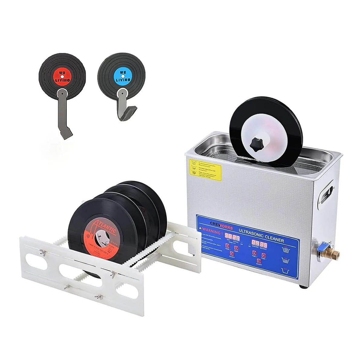 Lavatrice 0-30min 40kHz, 6.5 L, 180 W, timer, lavabiancheria, Lavatrice a ultrasuoni per dischi in vinile da 6