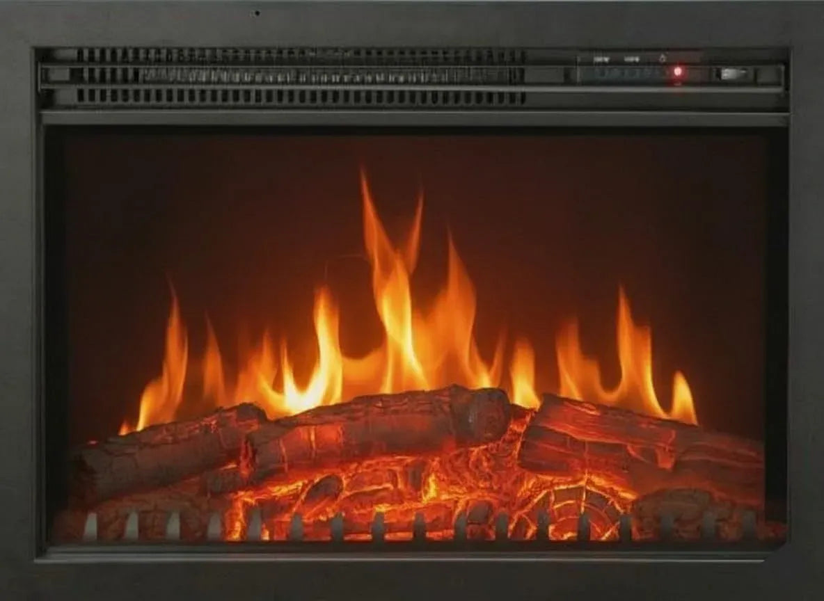 Inserto elettrico caminetto OXFORD, Nero, 2000W, 61x20x44 cm, camino elettrico da incasso con luce LED, effetto della fiamma