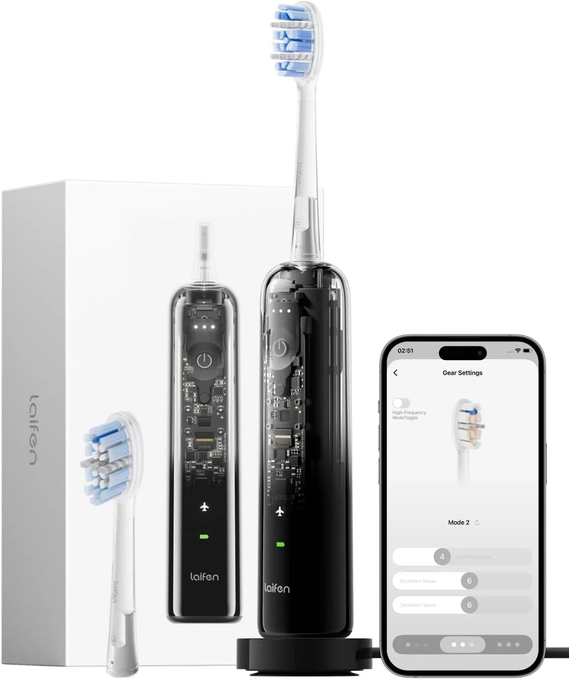 spazzolino da denti ricaricabile, Batteria, Laifen Wave Pro Spazzolino Elettrico Sonico