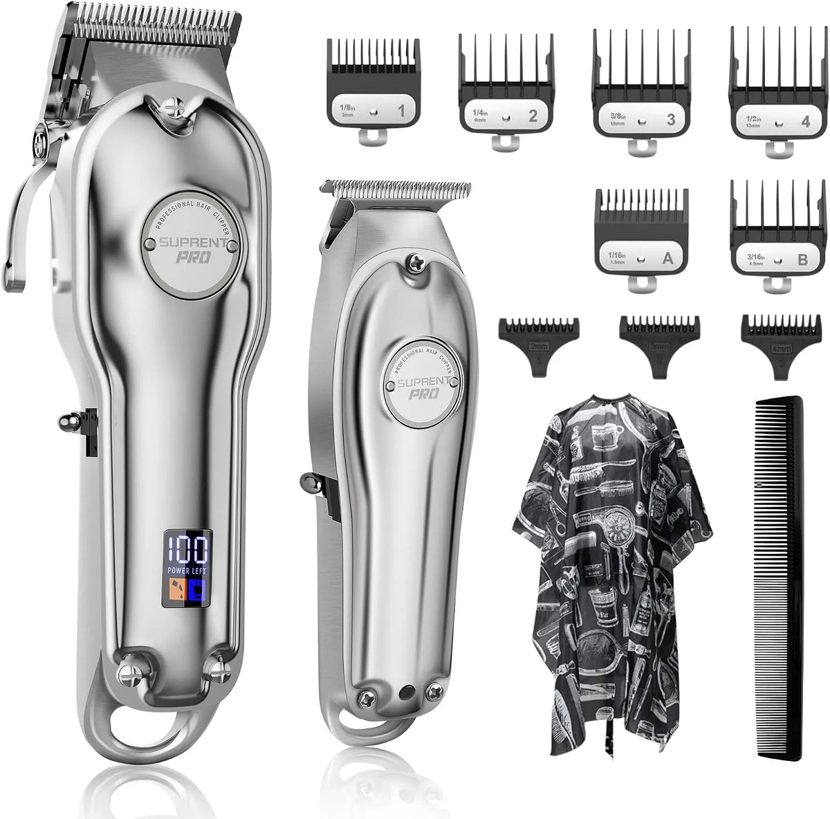Regolabarba, Taglierina, professionale, acciaio inox, senza fili, argento, SUPRENT