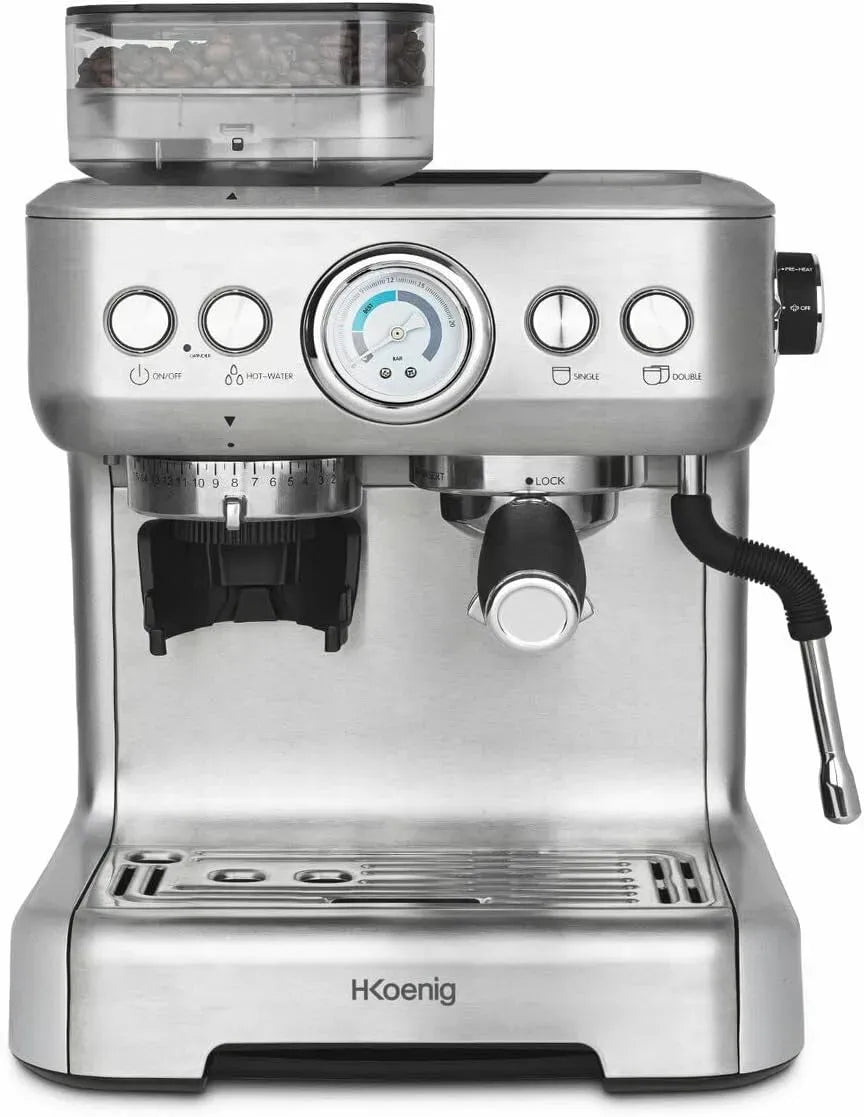 EXPRO980 Macchina per caff, pompa, macinino per chicchi di caffè, macchina da caffè elettrica, 2,7 L, 250 g, 20 bar, 2 tazze, ampio serbatoio