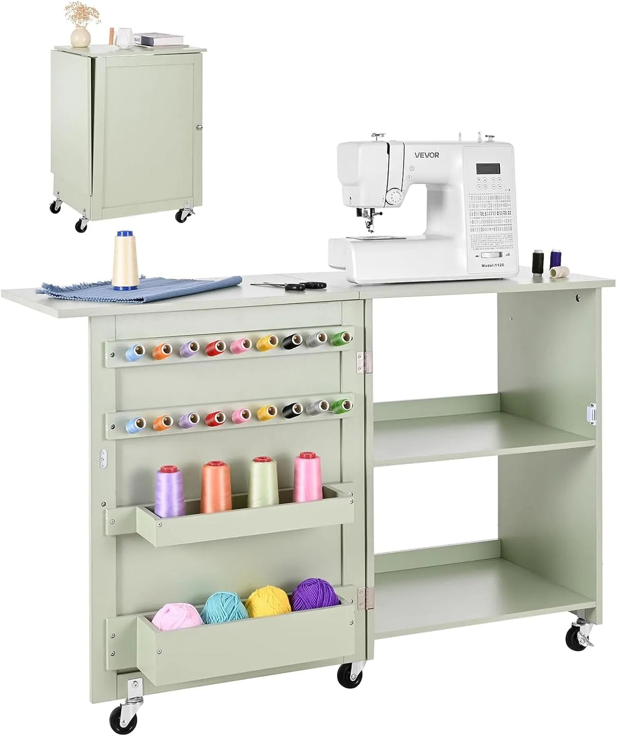 VEVOR Macchina da Cucire, Postazione, Tavolo, macchina per cucito elettrica, 7 kg, verde, per Macchina da Cucire Serratura per Porta Postazione Ca