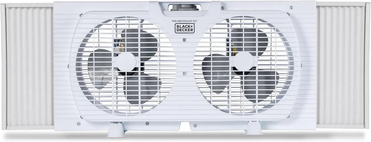 Black+Decker Ventilatore, nero, ventola per circolazione dell'aria, Ventola doppia finestra da 9 pollici per finestra con 2 impostazioni di velocità