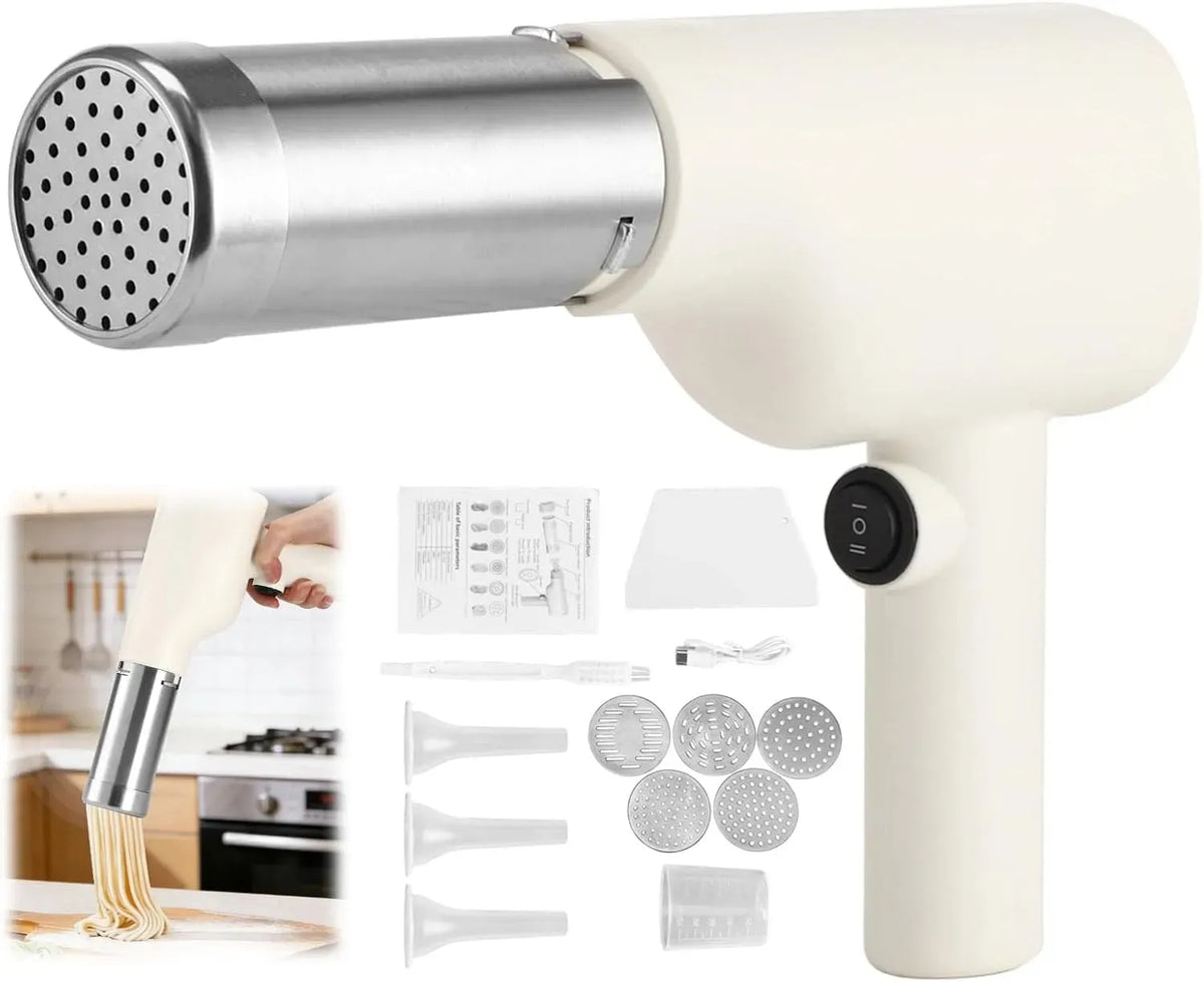 Macchina per pasta, macchina per tagliatelle, portatile, ristoranti, 5 dischi modellanti e 3 tubi per salsicce