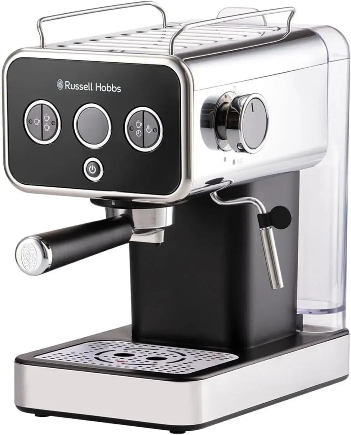 Russell Hobbs Portafiltro, Erogatore, macchina da caffè elettrica, 15 bar, 2 tazze, vapore, acciaio inox, nero