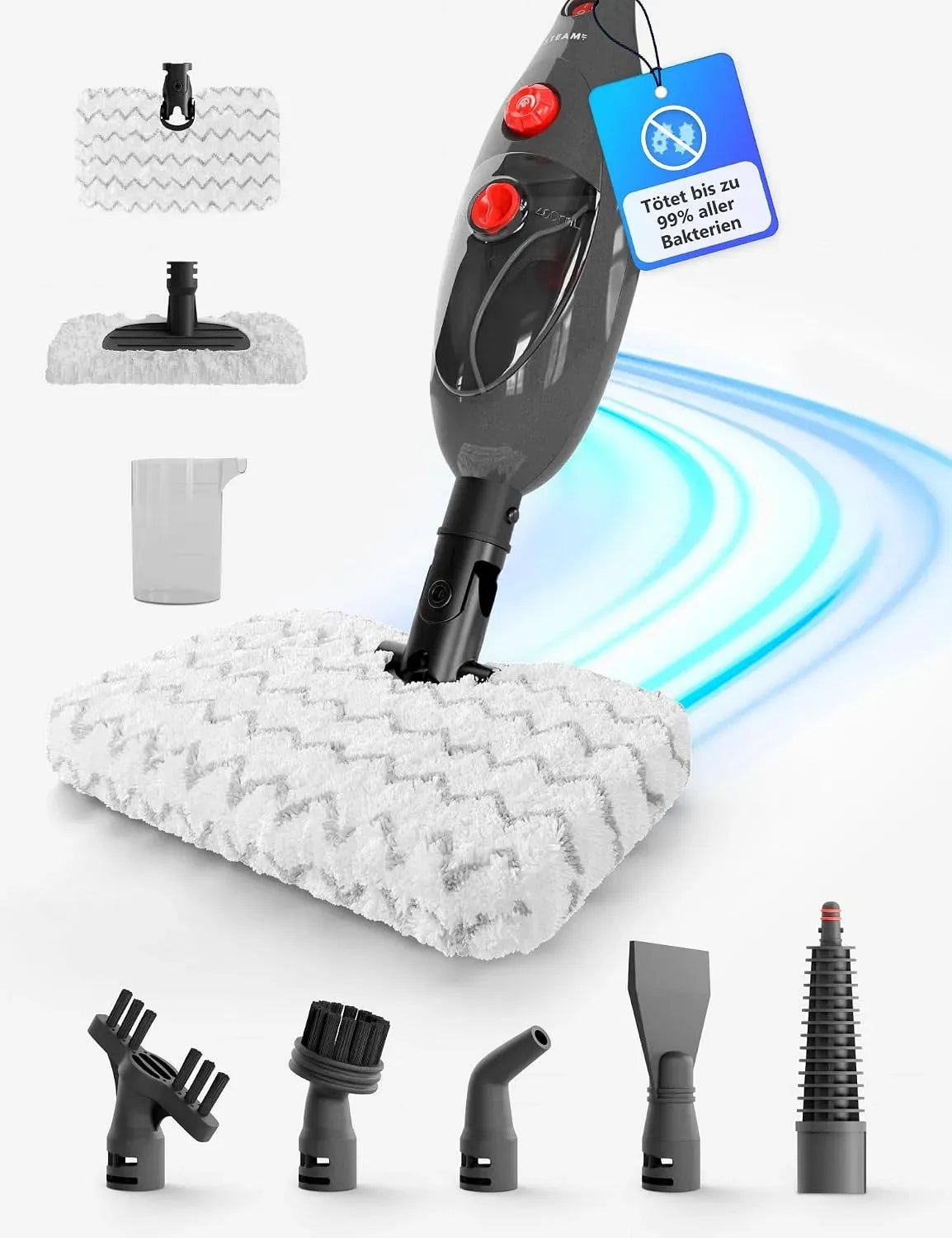 Pulitore a vapore, macchina per pulizia a vapore, Media Evolution Steam-It Max 2 in 1 Pulitore a vapore