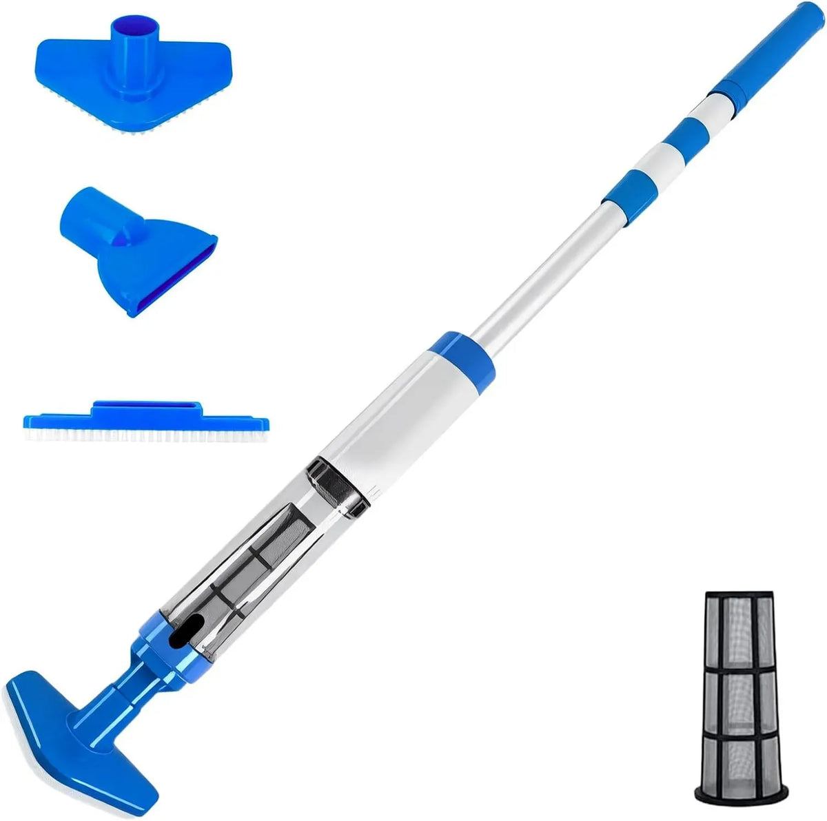 1600mAh Batteria, Pulitore, Filtro, 165cm, 165 cm, per Piscina a Batteria con Asta Telescopica 165cm