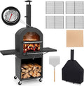 Forno elettrico per pizza, COSTWAY, esterno, ruote di trasporto, Pala per Pizza, per BBQ